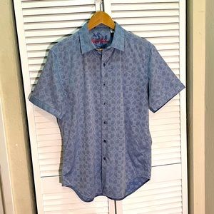 Robert Graham men’s shirt blue geometric shirt sleeved button down M